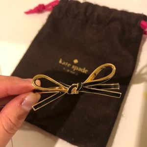 Kate Spade Black Ribbon Bow Gold Bracelet Bangle
